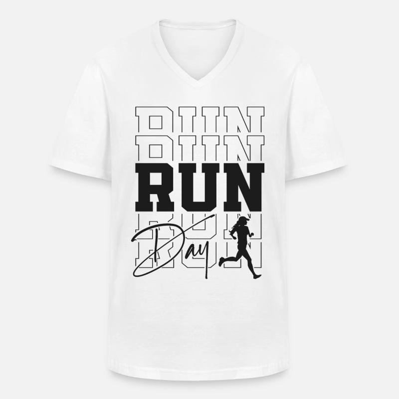 Running Runner Half Marathon - Männer-T-Shirt mit V-Ausschnitt - Weiß