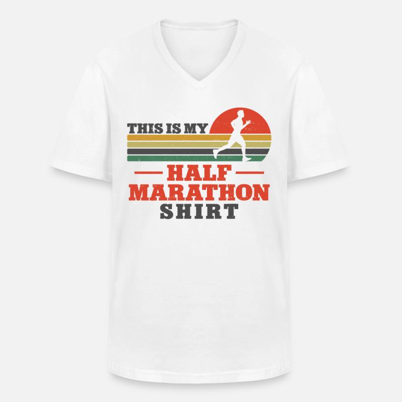 Running Runner Half Marathon - Männer-T-Shirt mit V-Ausschnitt - Weiß