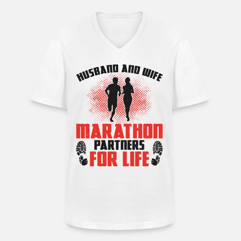 Running Runner Half Marathon - Männer-T-Shirt mit V-Ausschnitt - Weiß