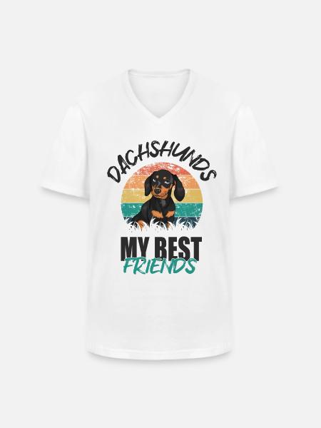 Dackel - Männer-T-Shirt mit V-Ausschnitt - Weiß