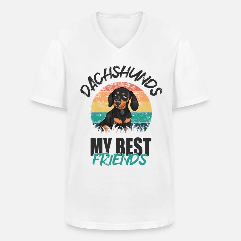 Dackel - Männer-T-Shirt mit V-Ausschnitt - Weiß