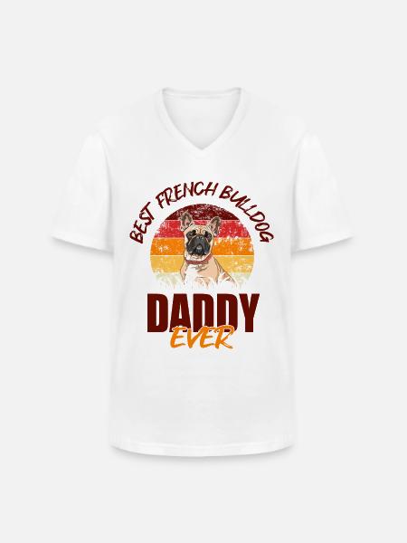 French Bulldog - Men's V-Neck T-Shirt - white