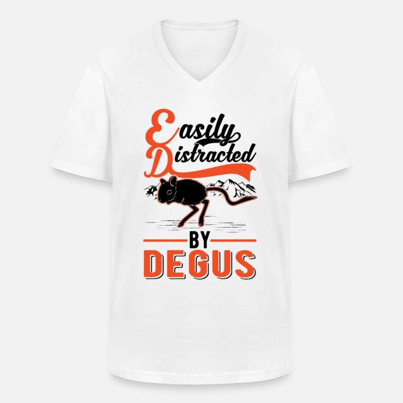 Easily distracted by Degus - Männer-T-Shirt mit V-Ausschnitt - Weiß