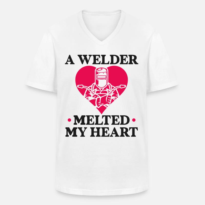 Welder Welding Girlfriend - Männer-T-Shirt mit V-Ausschnitt - Weiß
