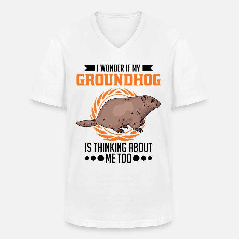 Murmeltier Groundhog Day Waldmurmeltier - Männer-T-Shirt mit V-Ausschnitt - Weiß