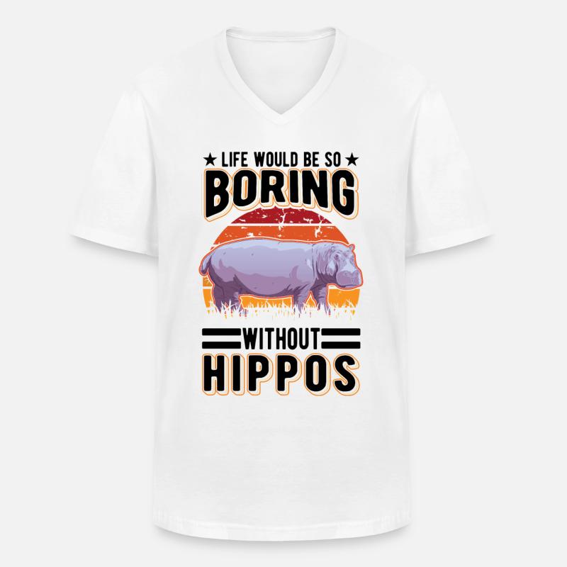 Nilpferd Geschenk Hippo Flusspferd - Männer-T-Shirt mit V-Ausschnitt - Weiß