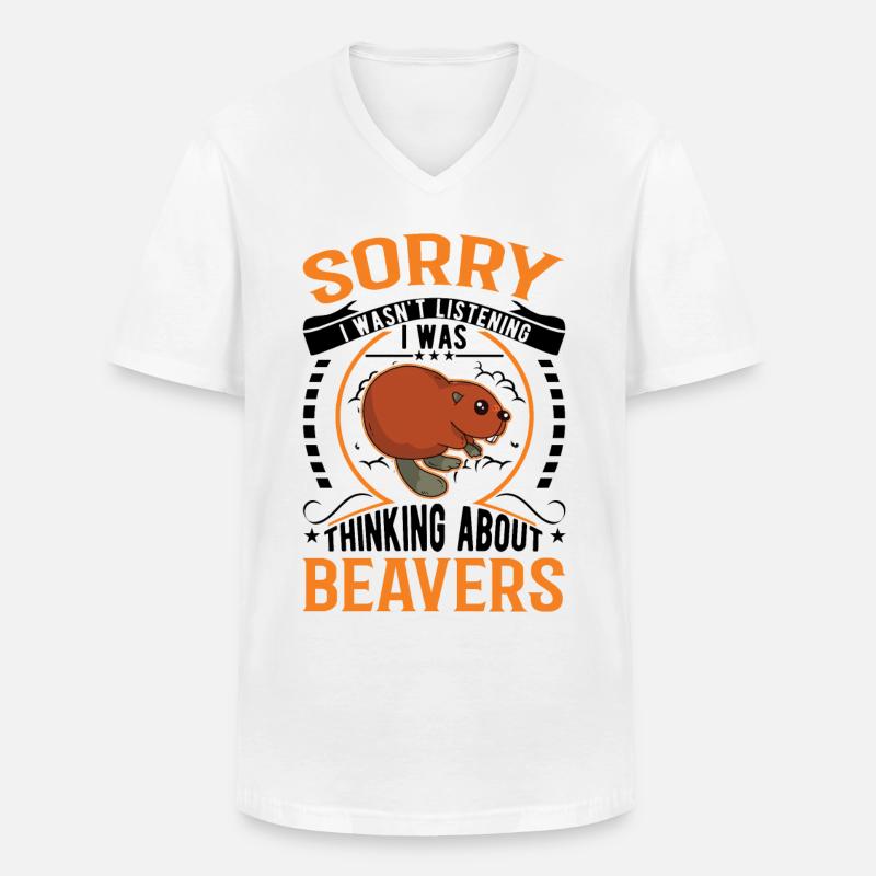 Biber Biberdamm Geschenk Beaver - Männer-T-Shirt mit V-Ausschnitt - Weiß