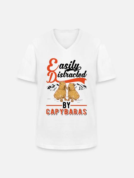 Easily distracted by Capybaras - Männer-T-Shirt mit V-Ausschnitt - Weiß