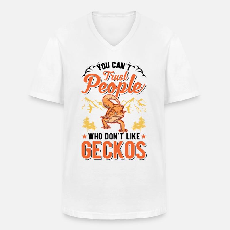 Gecko Geschenk Leopardgecko - Männer-T-Shirt mit V-Ausschnitt - Weiß