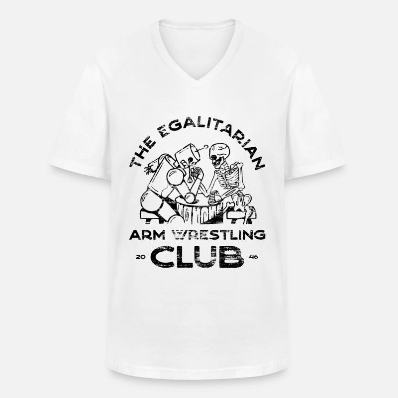Armdrücken – 3 - Männer-T-Shirt mit V-Ausschnitt - Weiß
