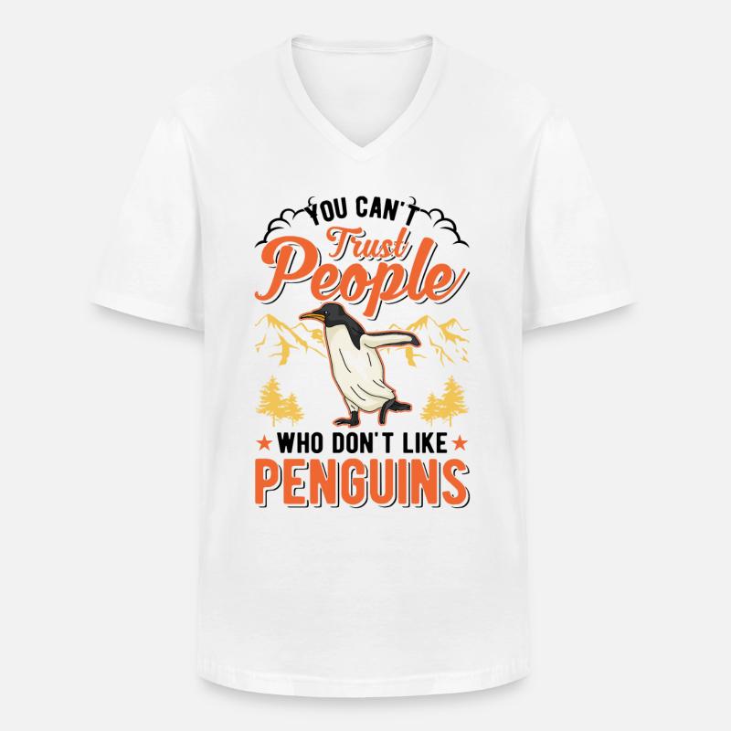 Pinguin Geschenk Penguin - Männer-T-Shirt mit V-Ausschnitt - Weiß