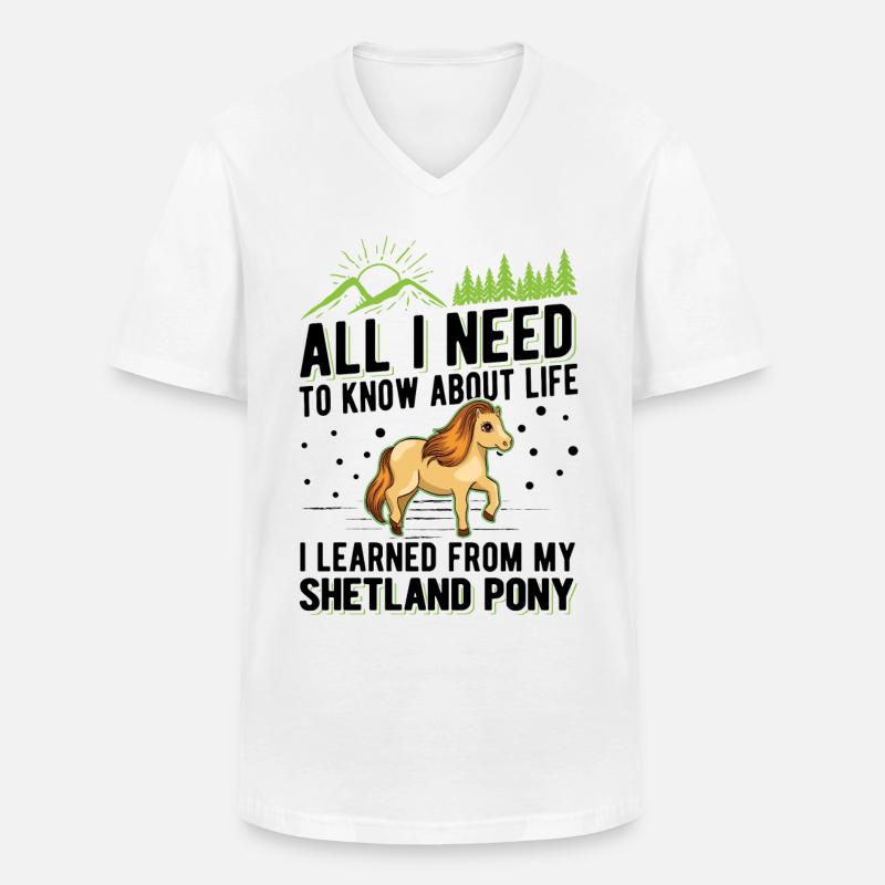 Shetlandpony Shetland-Pony Shetty - Männer-T-Shirt mit V-Ausschnitt - Weiß