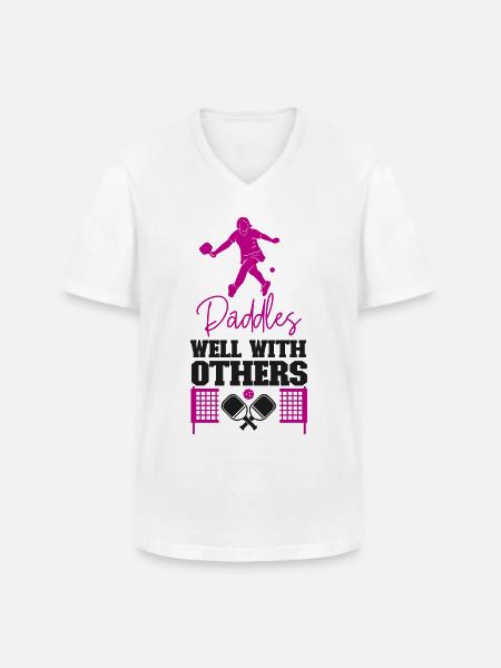 Pickleball Paddles Well With - Men's V-Neck T-Shirt - white