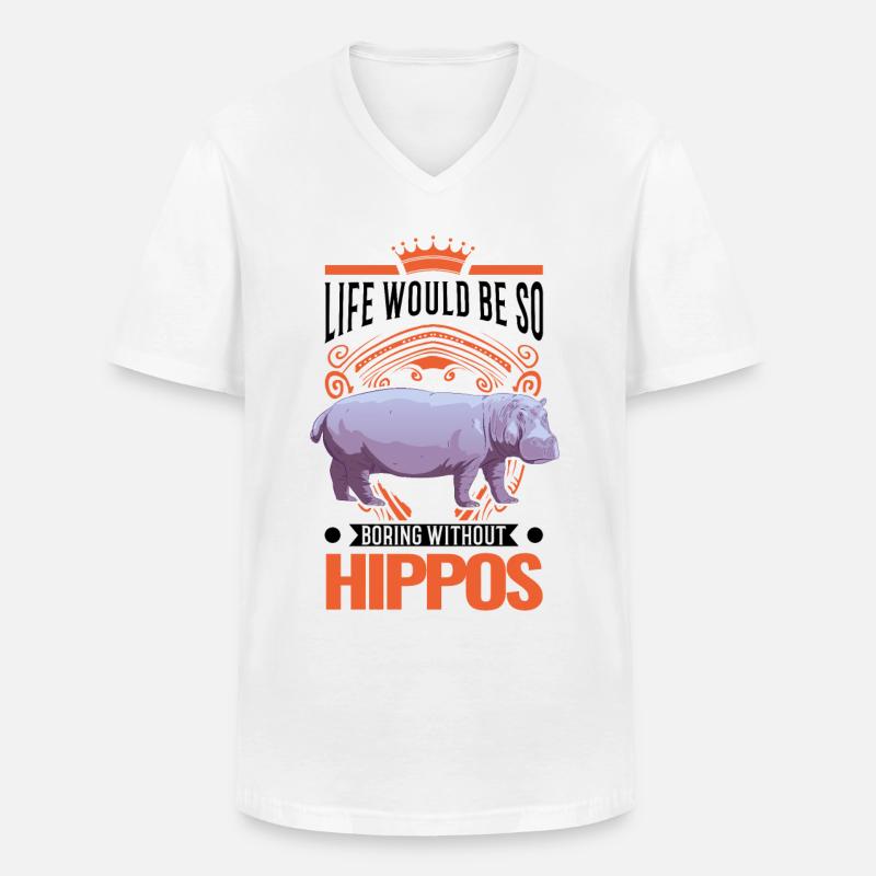 Nilpferd Geschenk Hippo Flusspferd - Männer-T-Shirt mit V-Ausschnitt - Weiß