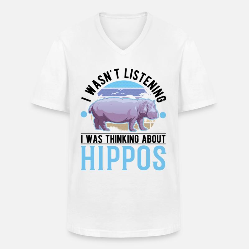 Nilpferd Geschenk Hippo Flusspferd - Männer-T-Shirt mit V-Ausschnitt - Weiß