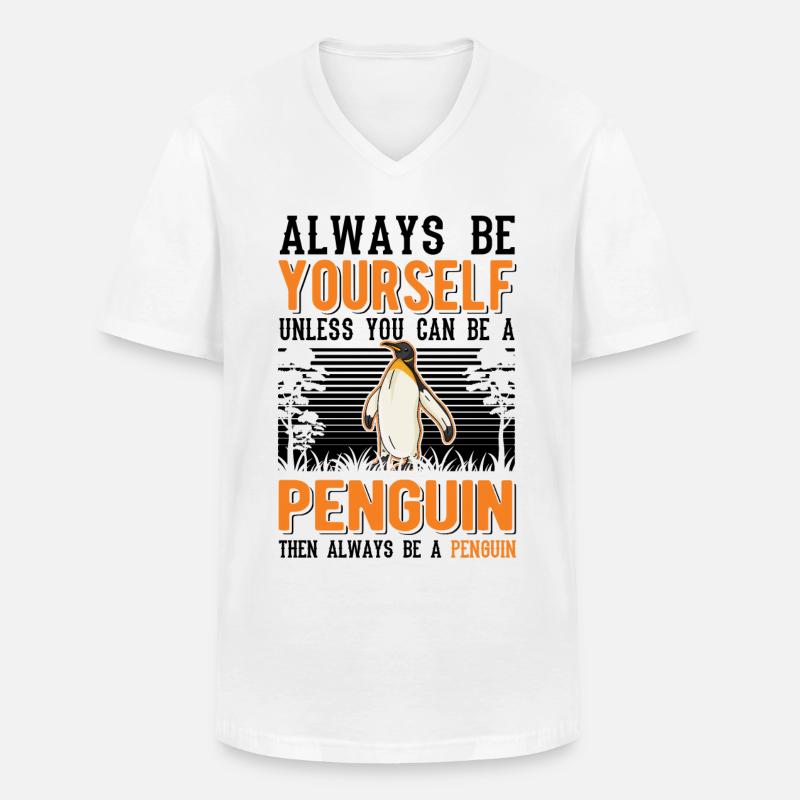 Pinguin Geschenk Penguin - Männer-T-Shirt mit V-Ausschnitt - Weiß
