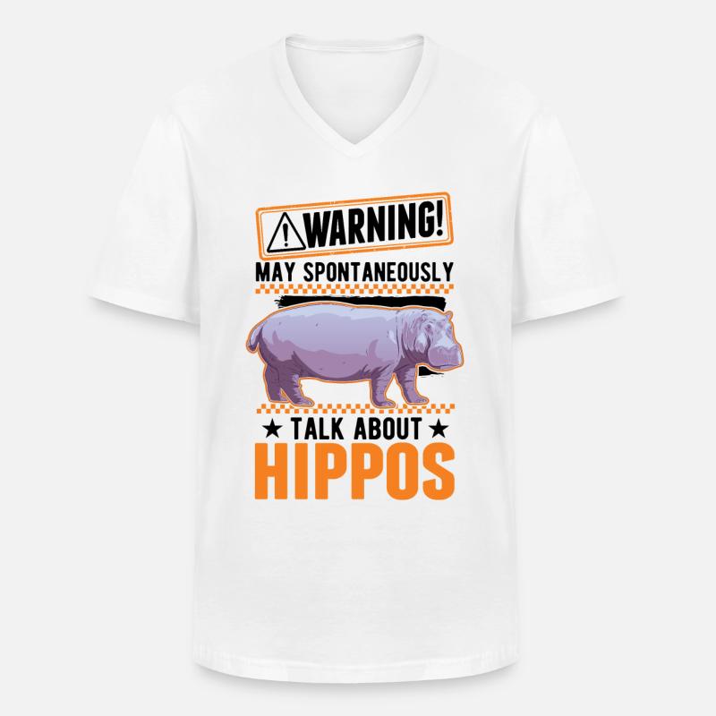 Warnung Nilpferd Hippo Flusspferd - Männer-T-Shirt mit V-Ausschnitt - Weiß