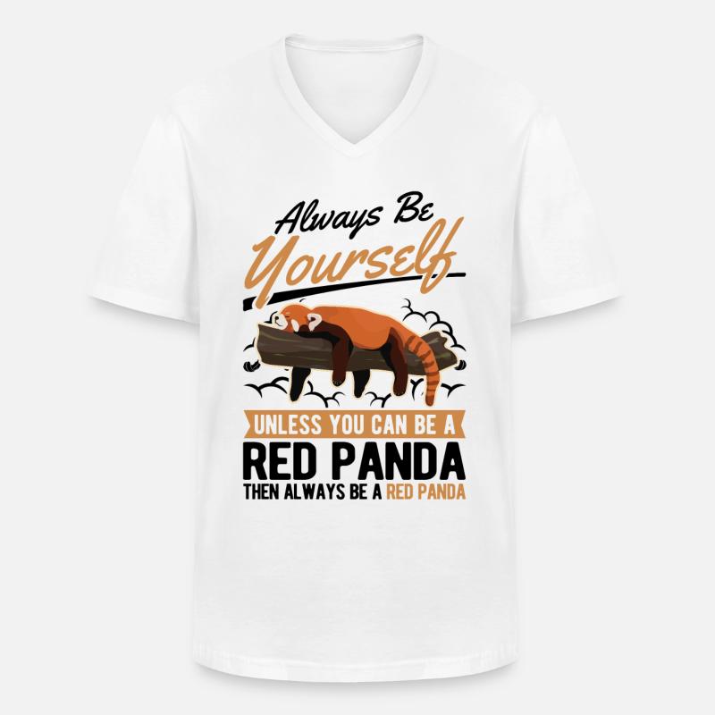 Roter Panda Geschenk Red Panda - Männer-T-Shirt mit V-Ausschnitt - Weiß