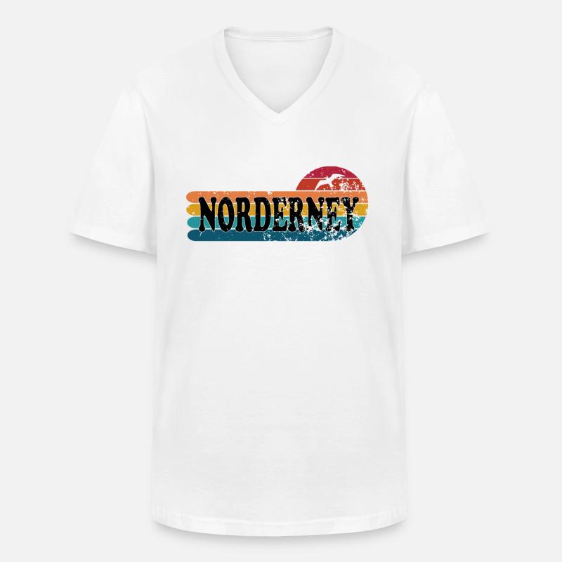 Insel Norderney Ostfriesland - Männer-T-Shirt mit V-Ausschnitt - Weiß