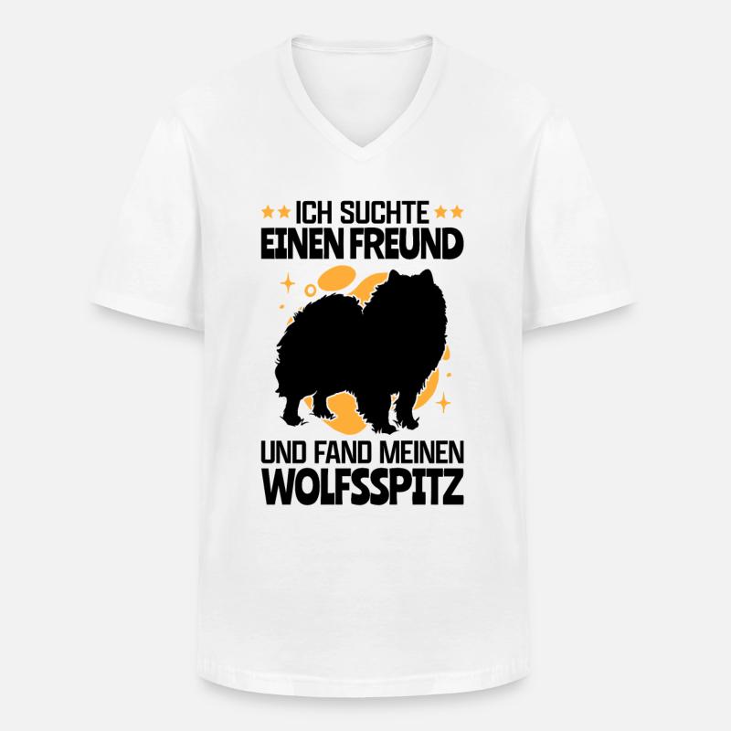 Suchte Wolfsspitz deutscher Spitz Keeshond - Männer-T-Shirt mit V-Ausschnitt - Weiß