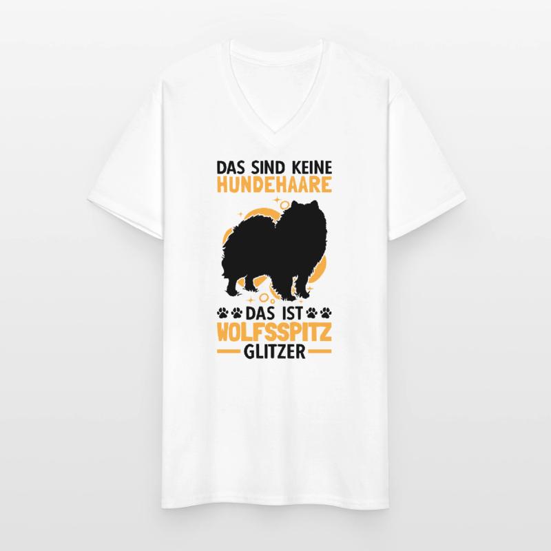 Wolfsspitz Glitzer deutscher Spitz Keeshond Männer-T-Shirt mit V-Ausschnitt