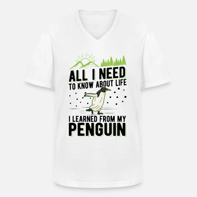 Pinguin Geschenk Penguin - Männer-T-Shirt mit V-Ausschnitt - Weiß