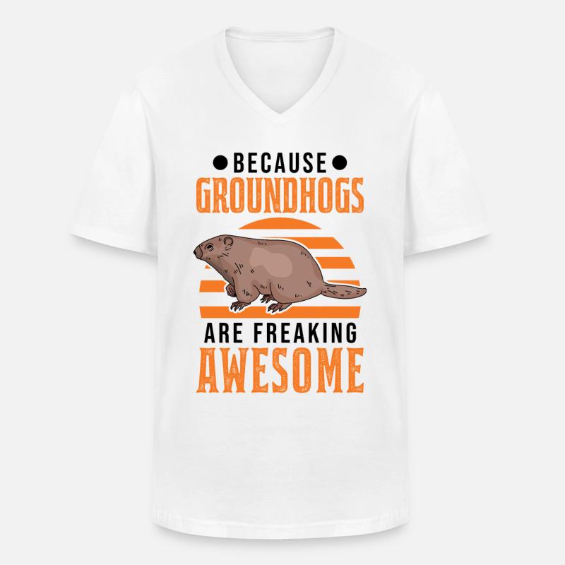 Murmeltier Groundhog Day Waldmurmeltier - Männer-T-Shirt mit V-Ausschnitt - Weiß