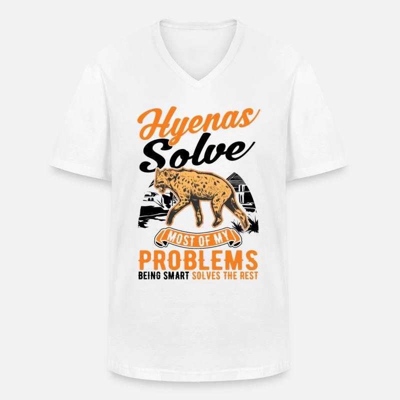 Hyäne Geschenk Erdwolf Hyena - Männer-T-Shirt mit V-Ausschnitt - Weiß