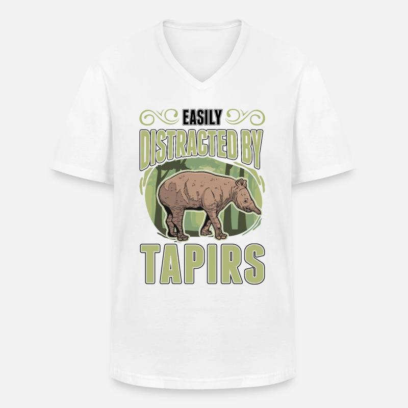 Easily distracted by Tapirs - Männer-T-Shirt mit V-Ausschnitt - Weiß