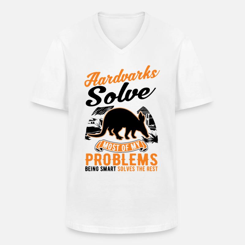 Erdferkel Geschenk Aardvark - Männer-T-Shirt mit V-Ausschnitt - Weiß