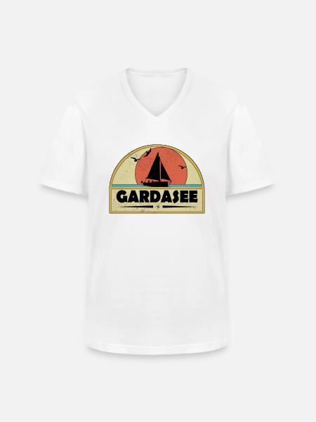 Gardasee - Männer-T-Shirt mit V-Ausschnitt - Weiß