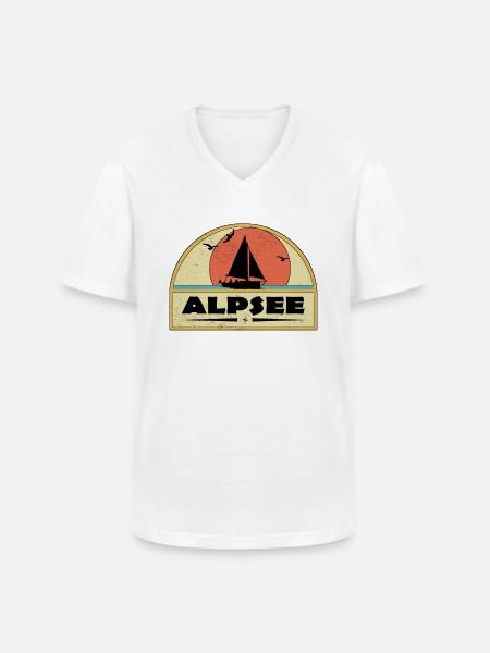 Alpsee - Männer-T-Shirt mit V-Ausschnitt - Weiß