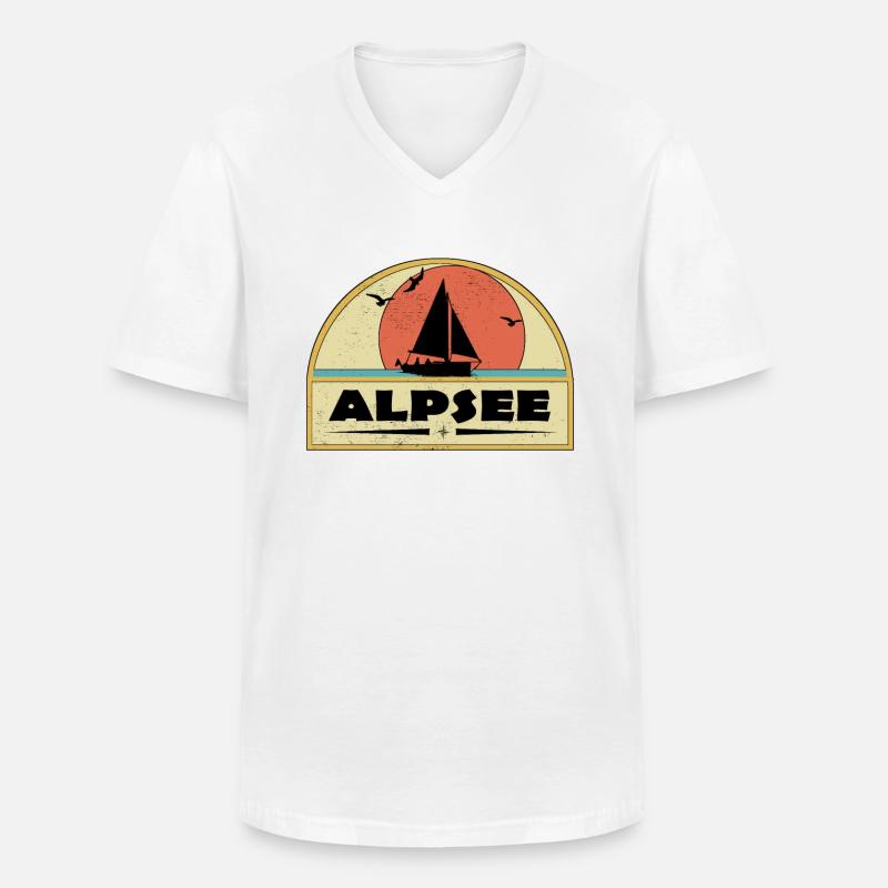 Alpsee - Männer-T-Shirt mit V-Ausschnitt - Weiß