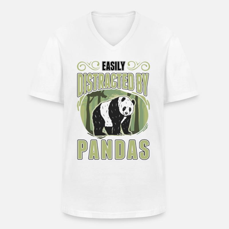 Easily distracted by Pandas - Männer-T-Shirt mit V-Ausschnitt - Weiß