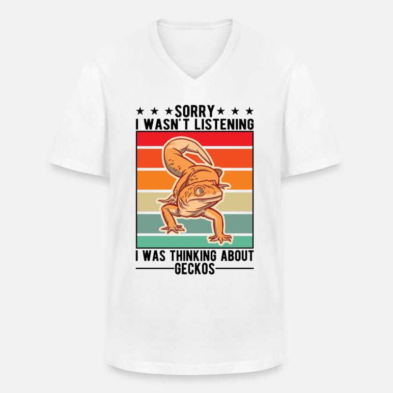 Gecko Geschenk Leopardgecko - Männer-T-Shirt mit V-Ausschnitt - Weiß