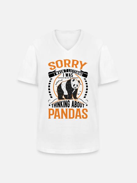 Panda Elsker Panda Bear Gave - Klassisk herre T-shirt med V-udskæring - hvid