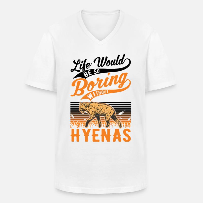 Hyäne Geschenk Erdwolf Hyena - Männer-T-Shirt mit V-Ausschnitt - Weiß