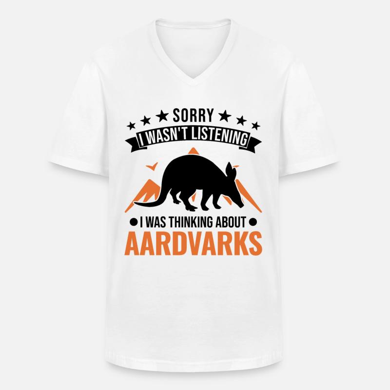 Erdferkel Geschenk Aardvark - Männer-T-Shirt mit V-Ausschnitt - Weiß