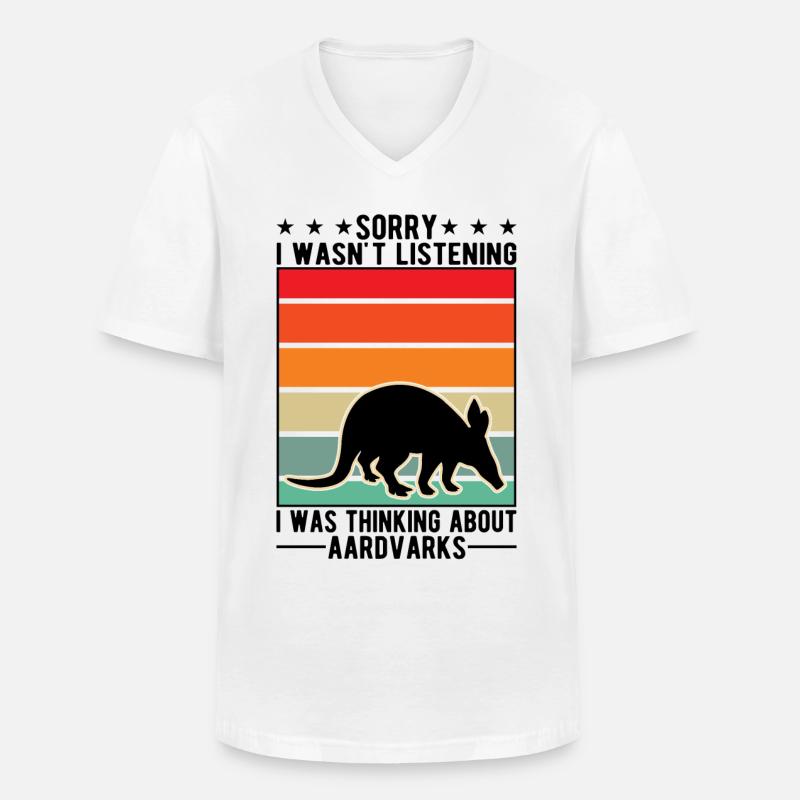 Erdferkel Geschenk Aardvark - Männer-T-Shirt mit V-Ausschnitt - Weiß