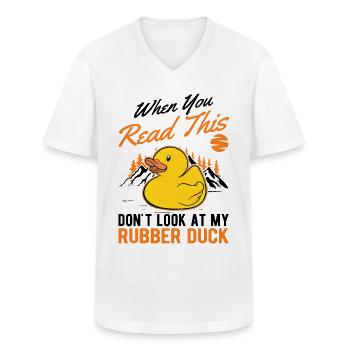 Gummiente Geschenk Quietscheente Badeente - Männer-T-Shirt mit V-Ausschnitt - Weiß - Vorne - AI Model Male 185 light (185cm)