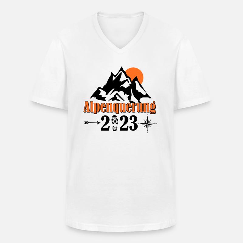alpenquerung 2023 - Männer-T-Shirt mit V-Ausschnitt - Weiß