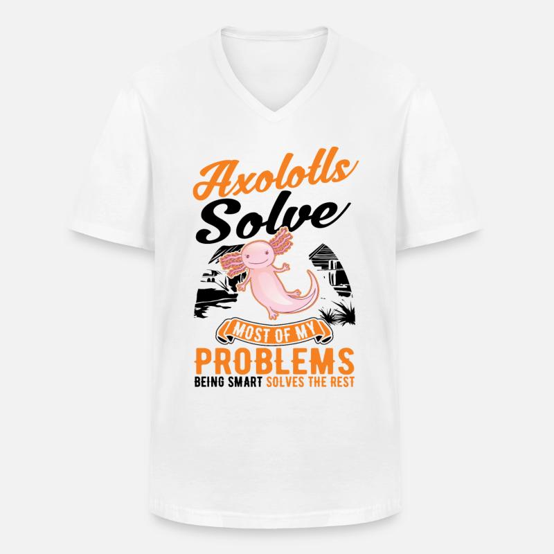 Axolotl Geschenk Schwanzlurch - Männer-T-Shirt mit V-Ausschnitt - Weiß