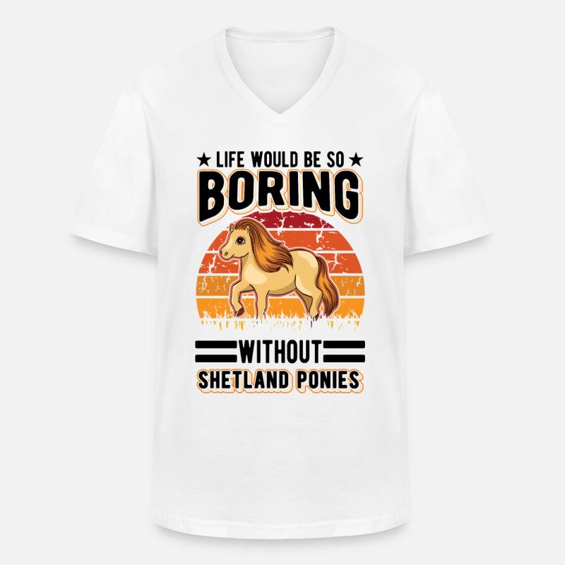 Shetland Pony Geschenk Shetty - Männer-T-Shirt mit V-Ausschnitt - Weiß