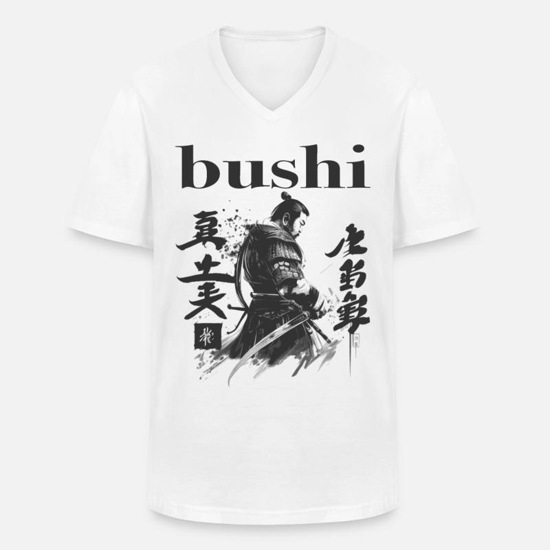 Bushi Samurai Krieger - Männer-T-Shirt mit V-Ausschnitt - Weiß