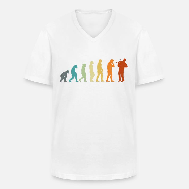 Violin Violinist Evolution Retro - Männer-T-Shirt mit V-Ausschnitt - Weiß