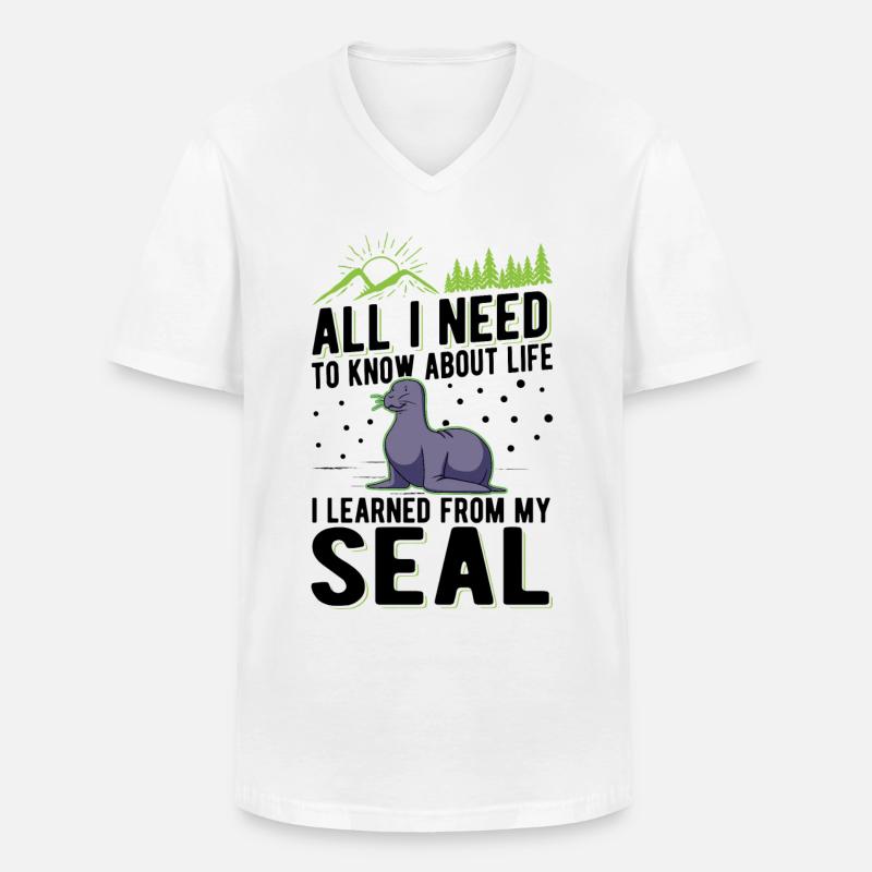 Robbe Geschenk Seehund Seelöwe - Männer-T-Shirt mit V-Ausschnitt - Weiß