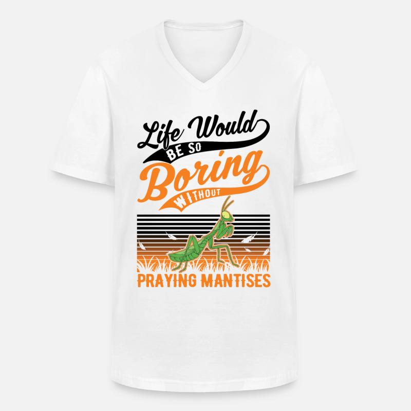 Gottesanbeterin Geschenk Mantis Fangschrecke - Männer-T-Shirt mit V-Ausschnitt - Weiß