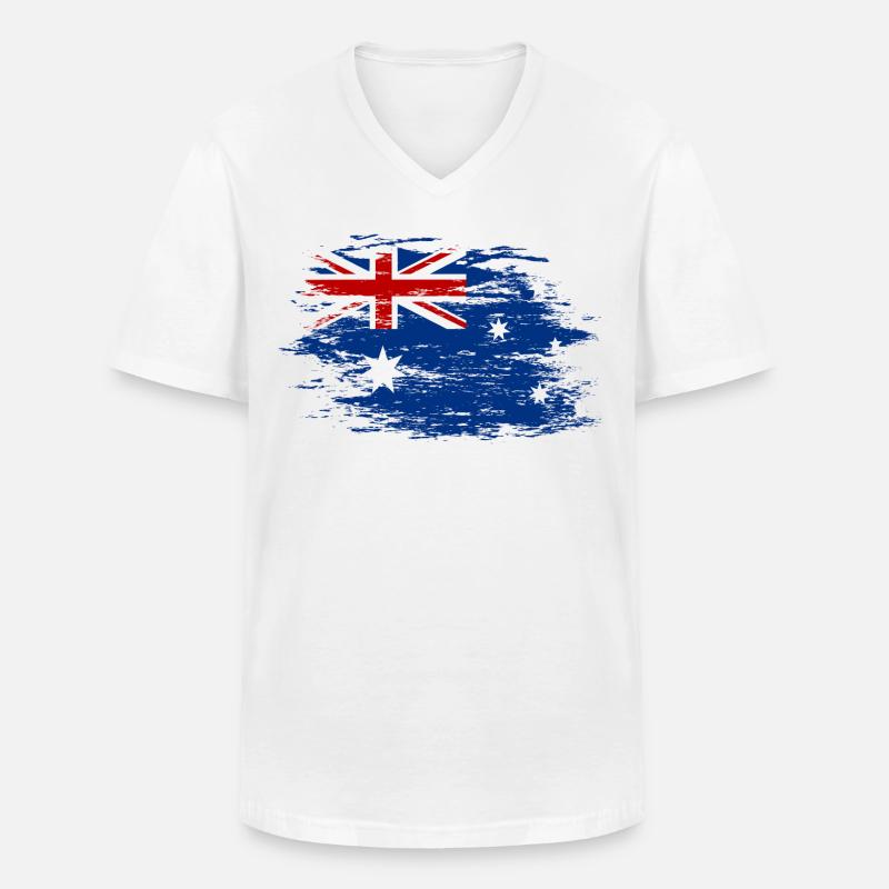 Drapeau de l’Australie utilisé - T-shirt col V Homme - blanc