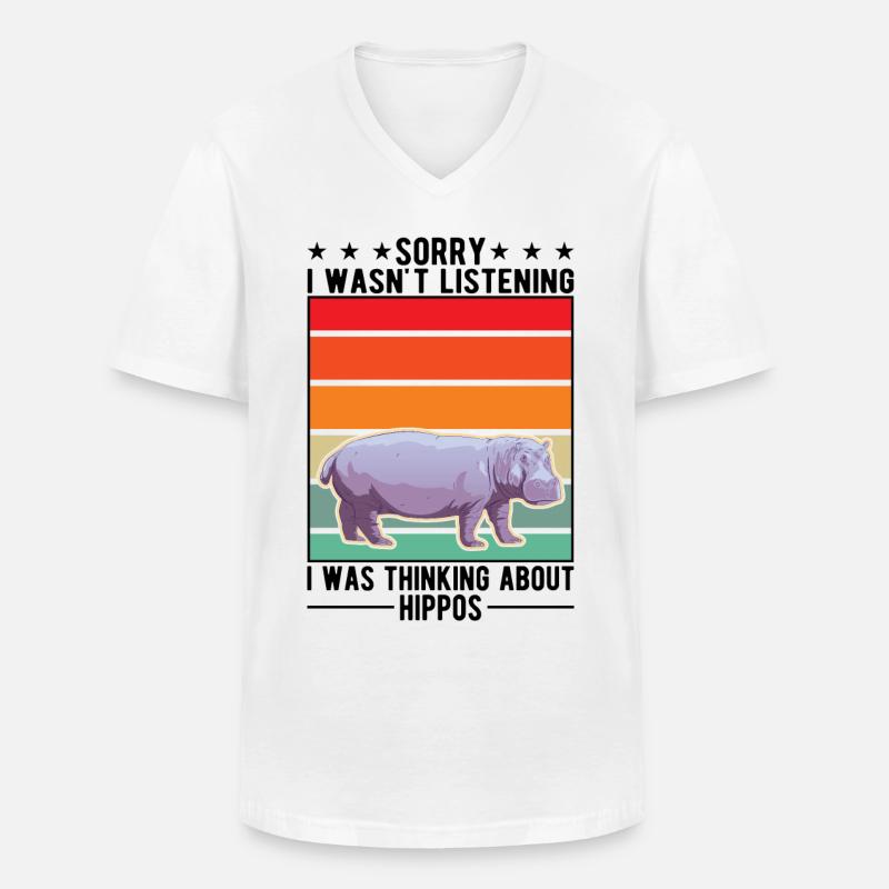 Nilpferd Geschenk Flusspferd Hippo - Männer-T-Shirt mit V-Ausschnitt - Weiß