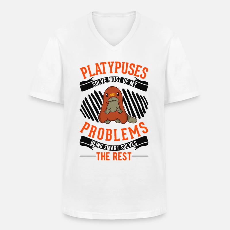 Schnabeltier Geschenkidee Platypus - Männer-T-Shirt mit V-Ausschnitt - Weiß